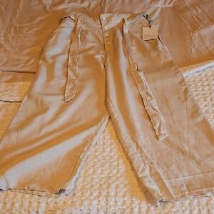 Bella Dahl Cream Wide-Leg Trousers Capris Medium